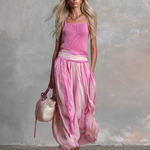 Casual And Flowy Striped Printed Chiffon Long Skirt