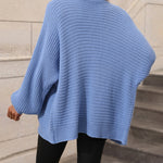 Nadorine Women's Button Down Horizontal-Ribbing Longline Cardigan