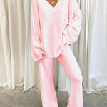 Two Piece Outfit Long Sleeve Crewneck Pullover Tops and Long Pants Tracksuit Sweatsuits