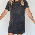 Striped Print Pocket Detail Tee Dress