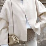Stand-up collar short loose wool coat