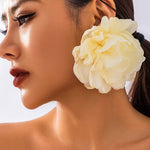 Solid Color Three-Dimensional Flower Drop Earrings