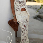 Summer Getaway Look Crochet Lace Irregular Hem Loose Tank Top