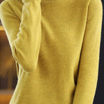 Office Long Sleeves Solid Color High-Neck Sweater Tops Pullovers