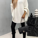Remember Me Knit Crew Neck Poncho Loose Sweater