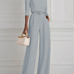 High Waisted Straight Leg Pleated Solid Color Split-Joint Pants Trousers