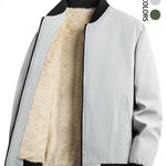 KZZ Men's solid color zip-up turtleneck warm coat