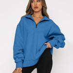Oversized Half Zip Pullover Long Sleeve Sweatshirt