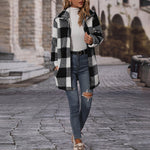 Nadorine Buffalo Plaid Open Front Flannel Longline Coat