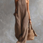 Zippered Neckline Sleeveless Knitted Jumpsuit