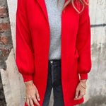 Solid Color Casual Woolen Pocket Hooded Jacket