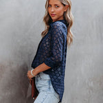 Nadorine Long Sleeve Button Up Shirt Summer Sheer Tulle Top for Women Casual Loose Business Casual 2026 | Under