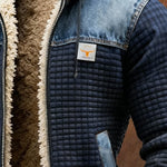 Clarisa | Navy Quilted Jacket Featuring Denim Accents