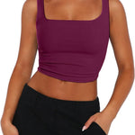 Nadorine Square Neck Sleeveless Crop Tops