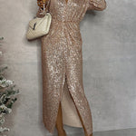 SEQUIN MIDI DRESS