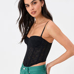 Lace Stitching Herringbone Camisole Top