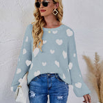 Love Pattern Round Neck Knit Sweater