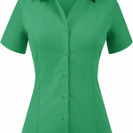 Nadorine Women's Button Down Shirts Short Sleeve Shirts