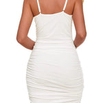 Hollow Out Spaghetti Backless Ruched Bodycon Dress - Nadorine (Us Only)