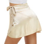 Tie Waist Self Belted Wrap Overlap A-Line Short Skirt - Nadorine (Us Only)