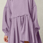 Fake two piece solid color color matching loose pleated dress