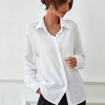 Nadorine Cotton Button Down Shirts Long Sleeve V Neck Tops