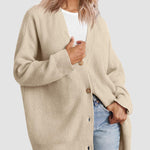 Open Front Oversized Button Lightweight Sweaters V Neck Loose Cardigans Knit Outwear