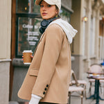 Lapel Collar Single Breasted Blazer Jacket with Pockets