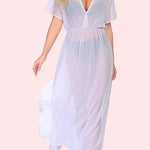 Nadorine Women's Cover ups Chiffon Deep V Neck Maxi Dress