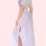 Nadorine Women's Cover ups Chiffon Deep V Neck Maxi Dress