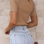 Nadorine Women's Short Sleeve Basic Slim Fit Tops