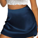 Nadorine Women's Satin Skirt Elastic Waist A Line Skirts