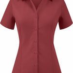 Nadorine Women's Button Down Shirts Short Sleeve Shirts