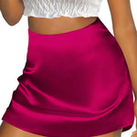 Nadorine Women's Satin Skirt Elastic Waist A Line Skirts