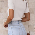 Nadorine Women's Short Sleeve Basic Slim Fit Tops