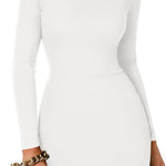 Nadorine Bodycon Dress Elegant Turtleneck Long Sleeve Dress (DE Only)