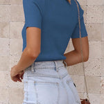 Nadorine Women's Short Sleeve Basic Slim Fit Tops