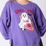 Halloween Cartoon Ghost Sequined Sweatshirt Casual Top
