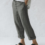 Nadorine Button Loose Solid Leg Pants