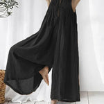 Nadorine Women's Cotton Linen Wide Leg Romper Bib Overalls Dressy Outfits Loose Button Down Overalls with Pockets