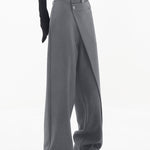 Asymmetrical Layer Button Baggy Wide Leg Pants