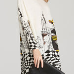 Vintage Loose Printed Split-Joint Sweater