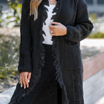 Casual Fringed Trim Weave Cardigan Collar Outerwear