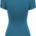 Nadorine Cross-Front V Neck Ruched Short Sleeve Blouses