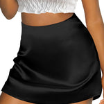 Nadorine Women's Satin Skirt Elastic Waist A Line Skirts