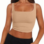 Nadorine Square Neck Sleeveless Crop Tops