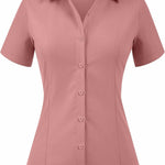 Nadorine Women's Button Down Shirts Short Sleeve Shirts