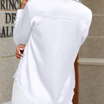 Nadorine Women Satin Button Down Shirt Long Sleeve Tops