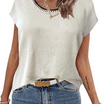 Nadorine Short Sleeve Sweater Knit Going Out Sweater Tops