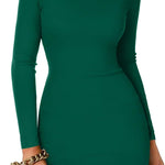 Nadorine Bodycon Dress Elegant Turtleneck Long Sleeve Dress (DE Only)